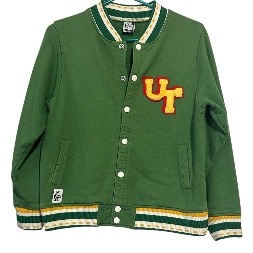 Green Bomber Jacket with Yellow Accents